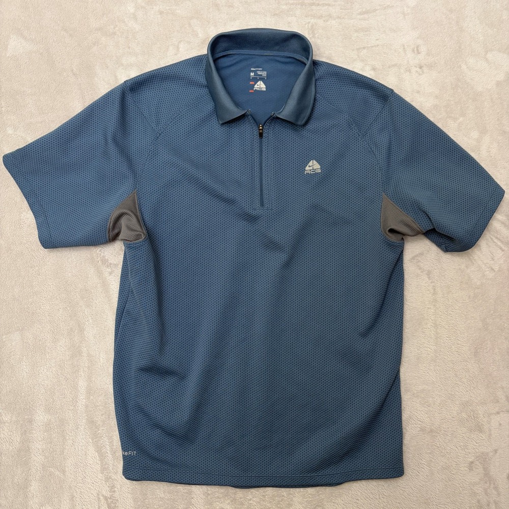 ACG Nike Quarter Zip Pullover Polo M logo NikeFIT Dry textured polyester technic